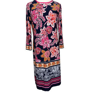 Eliza J Dress Size 6 Blue Pink Floral Print Modest Comfortable Party Work #B01